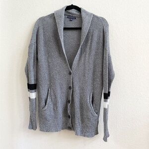 American Eagle Cotton Wool Blend‎ Grey Grandpa Sweater Lightweight Cardigan